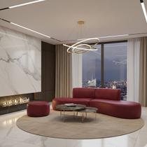 Sofá Orgânico Módulo Curvo Savana + Puff material sintético Modena Vermelho - Montanari's Decor