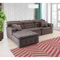 Sofá Orlando 2.80x1.70m com Chaise, Retrátil e Reclinável - Marrom Sofá Orlando 2.80x1.70m com Chaise, Retrátil e Reclinável - Marrom