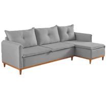 Sofá Orlando 4 Lugares com Chaise Tecido Linho 240cm Boareto Cor Cinza Sofá Orlando 4 Lugares com Chaise Tecido Linho 240cm Boareto Cor Cinza
