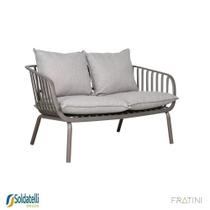 Sofá Outdoor Noronha Seiva 123cm PP Cinza e Nude - 02 Lugares - Fratini Sofá Outdoor Noronha Seiva 123cm PP Cinza e Nude - 02 Lugares - Fratini