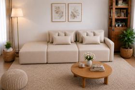 Sofá Palazzo Living Linho Off Premium Chaise Integrado 1,80m Compact Mini Sofá Palazzo Living Linho Off Premium Chaise Integrado 1,80m Compact Mini