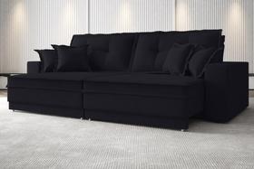 Sofá Palermo 2,00m Retrátil e Reclinável Velosuede Preto - NETSOFAS