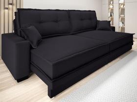 Sofá Palermo 2,40m Retrátil e Reclinável Velosuede Preto - NETSOFAS