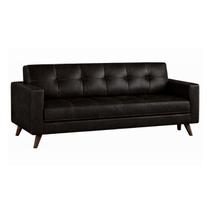 Sofá para Escritório 03 Lugares Slim Roma Design Retrô com Pés Palito - material sintético Café - 62402