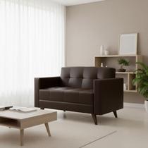 Sofá para Escritório e Recepção 2 Lugares material sintético Marrom Vitrola 123cm