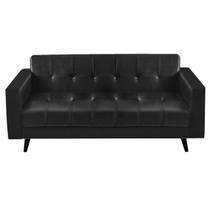 Sofá para Escritório Roma 03 Lugares - material sintético - Cor Preto - 60042