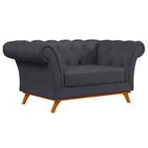 Sofá para Sala de Estar 150cm 1 Lugar Base Madeira Império C-03 Corano Cinza - Domi Sofá para Sala de Estar 150cm 1 Lugar Base Madeira Império C-03 Corano Cinza - Domi