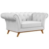 Sofá para Sala de Estar 150cm 1 Lugar Base Madeira Império C-12 Corano Branco - Domi Sofá para Sala de Estar 150cm 1 Lugar Base Madeira Império C-12 Corano Branco - Domi