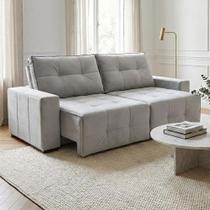 Sofá para Sala de Estar 2,10m 2 Lugares Retrátil Bipartido em Madeira Natural