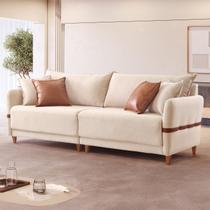 Sofá para Sala de Estar 4 Lugares 245cm Linho Living Canela Bege Sofá para Sala de Estar 4 Lugares 245cm Linho Living Canela Bege