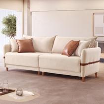 Sofá para Sala de Estar 4 Lugares 245cm Linho Living Canela Bege