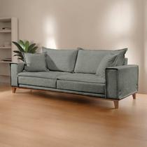 Sofá para Sala de Estar Fixo 4 Lugares Aquiles Luxo Cinza Sofá para Sala de Estar Fixo 4 Lugares Aquiles Luxo Cinza