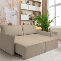 Sofá para Sala de Estar Retrátil 198cm X 85cm Tecido Safira Paris Bege Sofá para Sala de Estar Retrátil 198cm X 85cm Tecido Safira Paris Bege