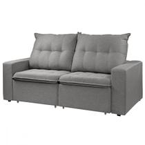 Sofá Para Sala Reclinável Estofado Berlim 200cm Veludo Cinza