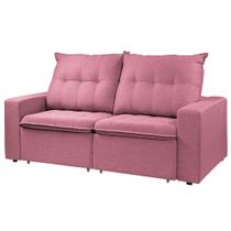 Sofá Para Sala Reclinavel Estofado Berlim 200cm Veludo Rosa