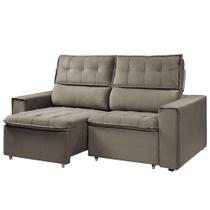 Sofá Para Sala Reclinável Estofado Cancún 200cm Veludo Castor