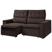 Sofá Para Sala Reclinável Estofado Cancún 200cm Veludo Chocolate Sofá Para Sala Reclinável Estofado Cancún 200cm Veludo Chocolate