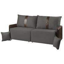 Sofá Para Sala Reclinavel Estofado Doux 200cm Veludo Chumbo Sofá Para Sala Reclinavel Estofado Doux 200cm Veludo Chumbo