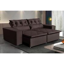 Sofá Paraná 2,50 metros Retrátil e Reclinável Veludo Marrom Sofá na Web