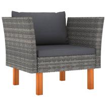 Sofá Patio Lounge VidaXL PE Rattan com almofada cinza antracite Sofá Patio Lounge VidaXL PE Rattan com almofada cinza antracite