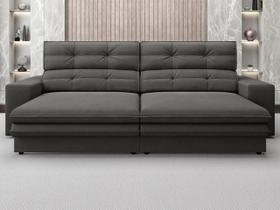 Sofá Pegasus 2,50m Assento Retrátil e Reclinável Velosuede Cinza - NETSOFAS