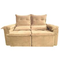 Sofá Pequim 2 Lugares Retrátil e Reclinável 180cm Tecido Suede União Cor Bege