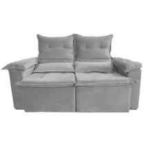 Sofá Pequim 2 Lugares Retrátil e Reclinável 180cm Tecido Suede União Cor Cinza