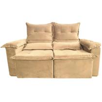 Sofá Pequim 3 Lugares Retrátil e Reclinável 200cm Tecido Suede União Cor Bege