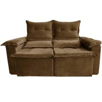 Sofá Pequim 3 Lugares Retrátil e Reclinável 200cm Tecido Suede União Cor Marrom