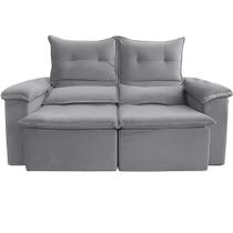 Sofá Pequim em Veludo 2 Lugares Retrátil e Reclinável 180cm União Cor Cinza