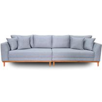 Sofá Pierri Base Madeira Tecido Linho Bipartido 300cm