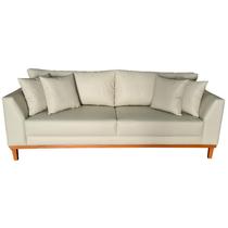 Sofá Pierri Bipartido Tecido Corano Pé Base Madeira 220cm