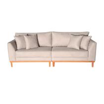 Sofá Pierri Bipartido Tecido Suede Pé Base Madeira 230cm