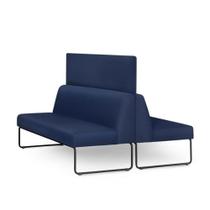 Sofa Pix com 2 Unidades e Painel Divisor Assento material sintético Azul Base Aco Preto - 55065