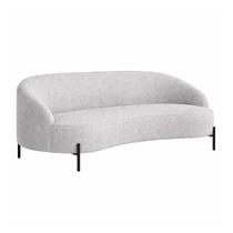 Sofá Pluma 3 Lugares 210cm Pés Preto Bouclé Cinza - Sallar Home Sofá Pluma 3 Lugares 210cm Pés Preto Bouclé Cinza - Sallar Home