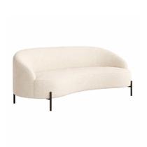 Sofá Pluma 3 Lugares 210cm Pés Preto Bouclé Off White - Sallar Home Sofá Pluma 3 Lugares 210cm Pés Preto Bouclé Off White - Sallar Home