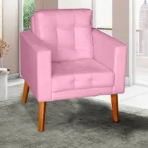 Sofá/poltrona/cadeira Decorativa Glamour Dubai Com Pés Em Madeira Rosê