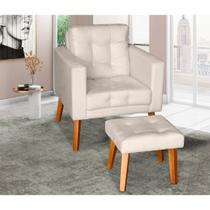 Sofá/poltrona/cadeira Decorativa Glamour Dubai Com Puff E Pés Em Madeira Bege Sofá/poltrona/cadeira Decorativa Glamour Dubai Com Puff E Pés Em Madeira Bege