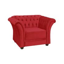 Sofá Poltrona Estofada Com Capitonê Murano Suede Vermelho - DL DECOR