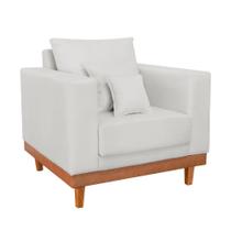 Sofá Poltrona Living Base Madeira Sala Quarto Recepção Linho