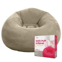 Sofá Poltrona Puff Inflável Deluxe Aveludado Vg+ Marrom