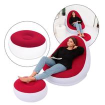 Sofá Poltrona Puff Inflável Vermelho com Bomba Conforto Ergonômico e Portátil