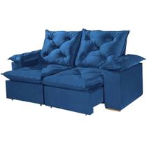 Sofá Porto Madero 3 Lugares Retrátil e Reclinável 200cm Tecido Veludo Imperial Decor Cor Azul