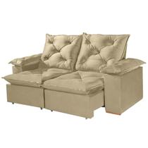 Sofá Porto Madero 3 Lugares Retrátil e Reclinável 200cm Tecido Veludo Imperial Decor Cor Bege Sofá Porto Madero 3 Lugares Retrátil e Reclinável 200cm Tecido Veludo Imperial Decor Cor Bege