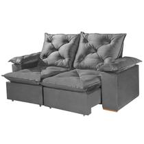 Sofá Porto Madero 3 Lugares Retrátil e Reclinável 200cm Tecido Veludo Imperial Decor Cor Cinza Sofá Porto Madero 3 Lugares Retrátil e Reclinável 200cm Tecido Veludo Imperial Decor Cor Cinza