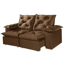 Sofá Porto Madero 3 Lugares Retrátil e Reclinável 200cm Tecido Veludo Imperial Decor Cor Marrom Sofá Porto Madero 3 Lugares Retrátil e Reclinável 200cm Tecido Veludo Imperial Decor Cor Marrom