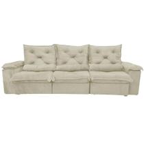 Sofá Porto Madero 5 Lugares Retrátil e Reclinável 270cm 3 Módulos Tecido Veludo Imperial Decor Cor Bege