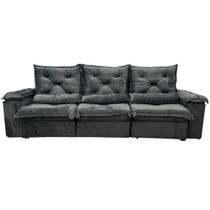 Sofá Porto Madero 5 Lugares Retrátil e Reclinável 270cm 3 Módulos Tecido Veludo Imperial Decor Cor Grafite