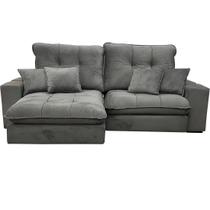 Sofá Premium 250cm em Linho 4 Lugares Retrátil e Reclinável Aifos Cor Cinza