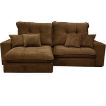 Sofá Premium 250cm em Veludo 4 Lugares Retrátil e Reclinável Aifos Cor Marrom